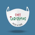 Merry Quarantine Christmas and Happy New Year. Safe, wear mask and Stay at home Protect Corona Virus Gnomes lettering quoteÃÂ 